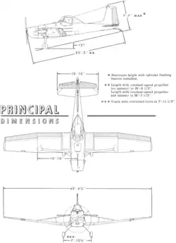 3-view line drawing of the Cessna 188A Agwagon A