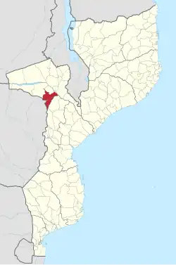 Changara District on the map of Mozambique