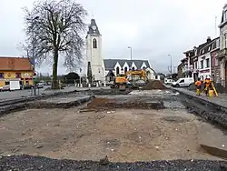 Excavations at an open-air site, Place de la République, Annappes, in 2017.