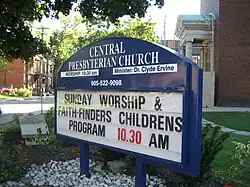 Display sign in front of the church.