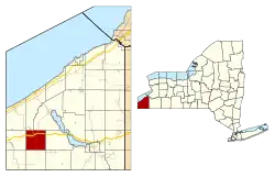 Location within Chautauqua County and New York state