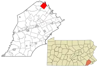 Location of East Coventry Township in Chester County, Pennsylvania (top) and of Chester County in Pennsylvania (below)