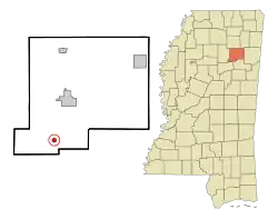 Location of Woodland, Mississippi