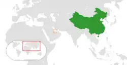 Map indicating locations of China and Qatar