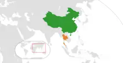 Map indicating locations of China and Thailand