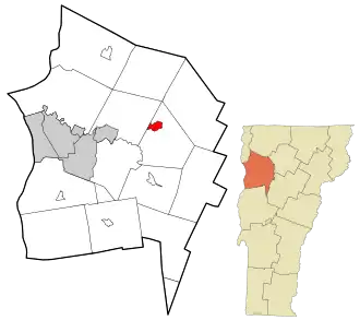 Location in Chittenden County and the state of Vermont.