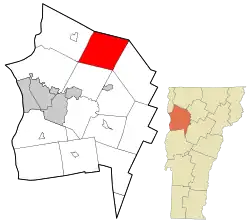 Location in Chittenden County and the state of Vermont.