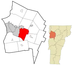Location in Chittenden County and the state of Vermont