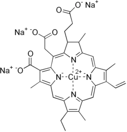 Structural formula of chlorophyllin, sodium salt