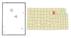 Location within Clay County and Kansas
