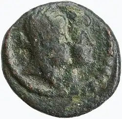 Coin depicting two rulers of Syria, Cleopatra Selene and Antiochus XIII