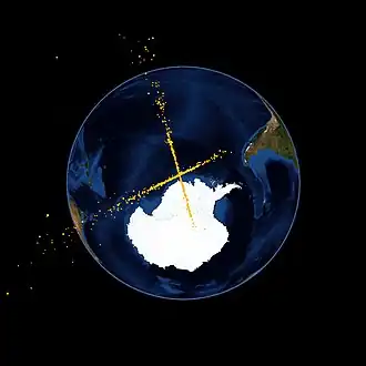 Debris fields after 50 minutes