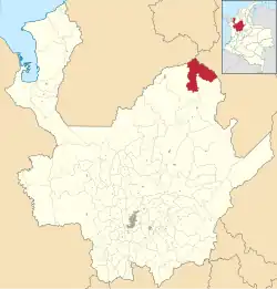 Location of the municipality and town of Nechí in the Antioquia Department of Colombia