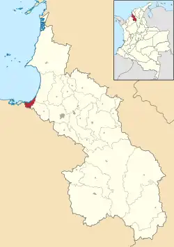 Location of the municipality and city of Coveñas in the Sucre Department of Colombia.