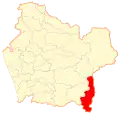 Map of Curarrehue commune in the Araucanía Region
