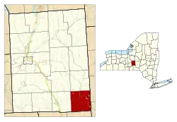 Location within Cortland County and New York