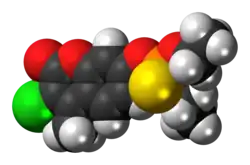 Space-filling model of the coumaphos molecule