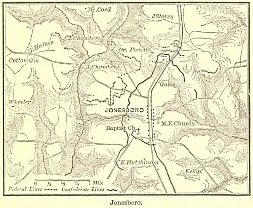 Sepia toned map is labeled Jonesboro.