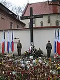 Candlelight vigil at the Katyń Memorial Cross at the Church of St. Giles, Kraków following the Smolensk air disaster