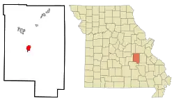 Location of Steelville, Missouri