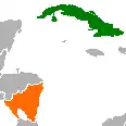 Map indicating locations of Cuba and Nicaragua