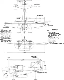 3-view line drawing of the Curtiss-Wright AT-9A