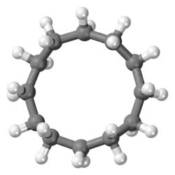 Ball-and-stick model of the cyclododecane molecule