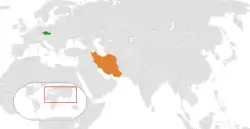 Map indicating locations of Czech Republic and Iran