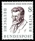 Postage stamp of the German Federal Post Office Berlin, 1958, from the series 'Men from the History of Berlin'