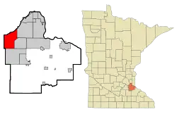 Location of the city of Burnsville within Dakota County, Minnesota