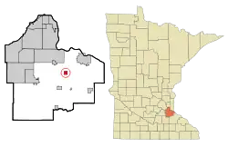 Location of the city of Vermillion within Dakota County, Minnesota