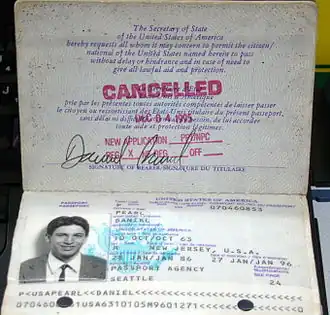 Daniel Pearl's passport at the Newseum