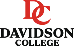 Serif capital D and C letters, interlocking, in red, above "Davidson College" in black.