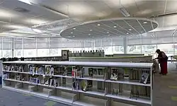 Shelving with books inside the Deanwood Neighborhood Library in 2011.