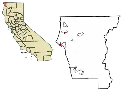 Location in Del Norte County and the state of California