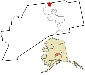 Location in Denali Borough and the state of Alaska.