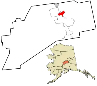 Location in Denali Borough and the state of Alaska.