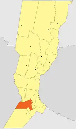 Location of Caseros Department within Santa Fe Province