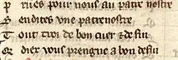 Last lines of the poem by Baudouin de Condé, scanned and enlarged from the 13th-century manuscript.