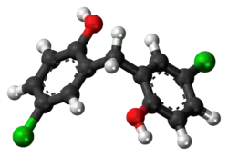 Ball-and-stick mode of the dichlorophen molecule