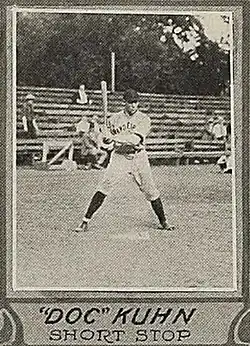 Yearbook photo of Kuhn at the plate