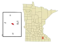 Location of Dodge Center within Dodge County and state of Minnesota