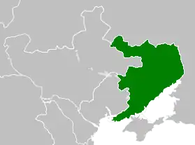 Map of the territory claimed by the Donetsk–Krivoy Rog Republic in March 1918 (in green)[citation needed]