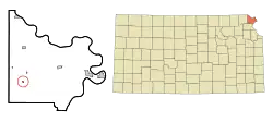 Location within Doniphan County and Kansas