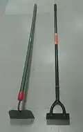 Draw hoe (left) and Dutch hoe (right) sold now in the UK.