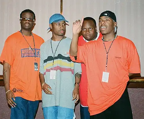 Dru Hill in 1996 (L–R): Woody, Nokio, Jazz and Sisqó
