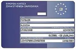 European Health Insurance Card, (Slovenian version pictured)