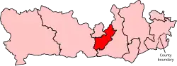 Location of the Earley and Woodley constituency in Berkshire after the 2023 boundary review