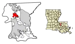 Location of Baker in East Baton Rouge Parish, Louisiana