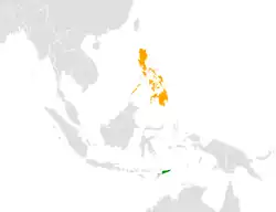 Map indicating locations of Timor-Leste and Philippines